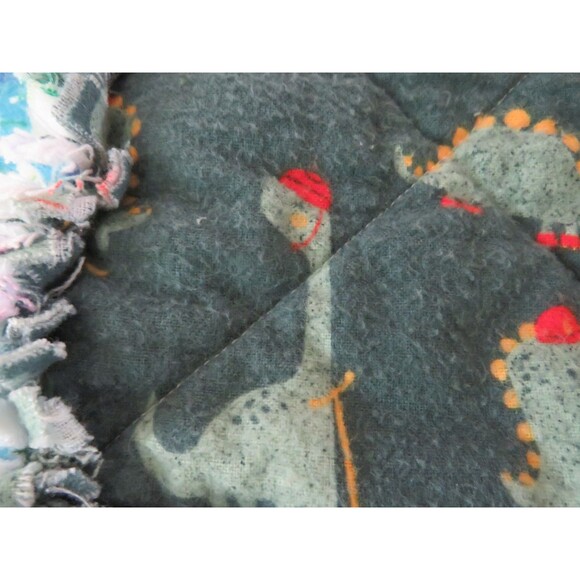 Flannel Rag Quilt With Batting, 41 x 35, Dinosaur Rag Quilt Throw - Picture 5 of 10